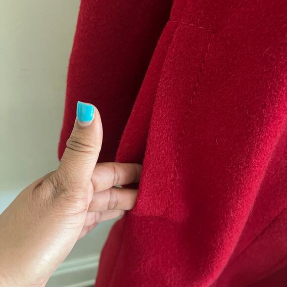 Hilary Radley Red Wool Alpaca Blend Peacoat Jacket Swing Coat Made in Peru M - Picture 16 of 17